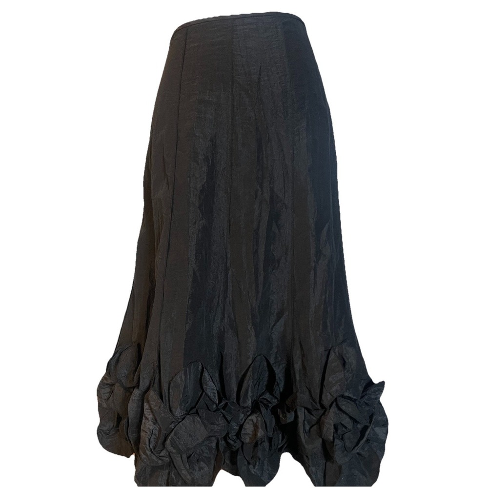 90s KM Collections Milla Bell Midi Skirt 14 Layered Ruffles Black Goth Classic